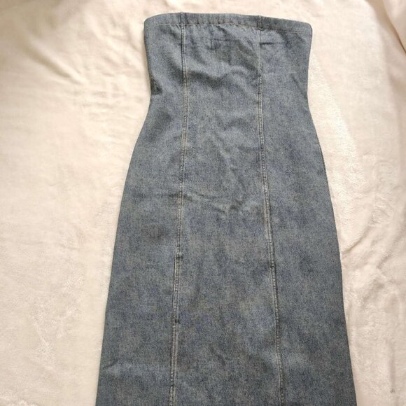 NWT rag & bone Jasmine Strapless Denim Midi Dress - Picture 6 of 8